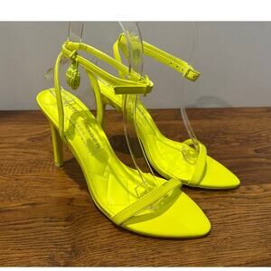 Kurt Geiger Shoreditch Strappy Sandals Neon Yellow Size 7 NWT Statement Heels